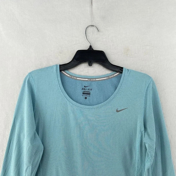 Nike Running Shirt Women's Sz M Blue Dri-Fit Round Neck High-Low Hem Pullover - Picture 6 of 12